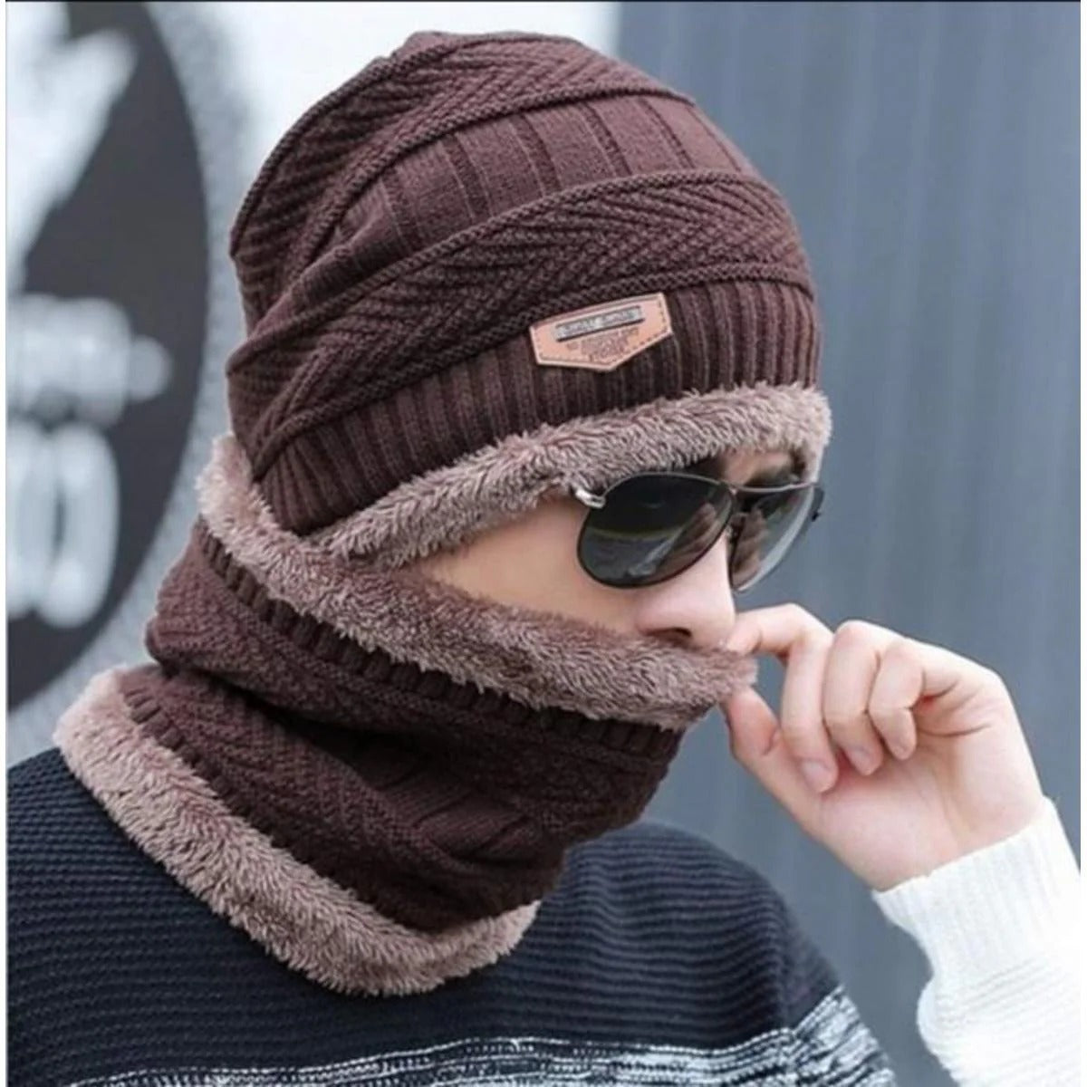 Beanie Wool Cap With Neck Warmer