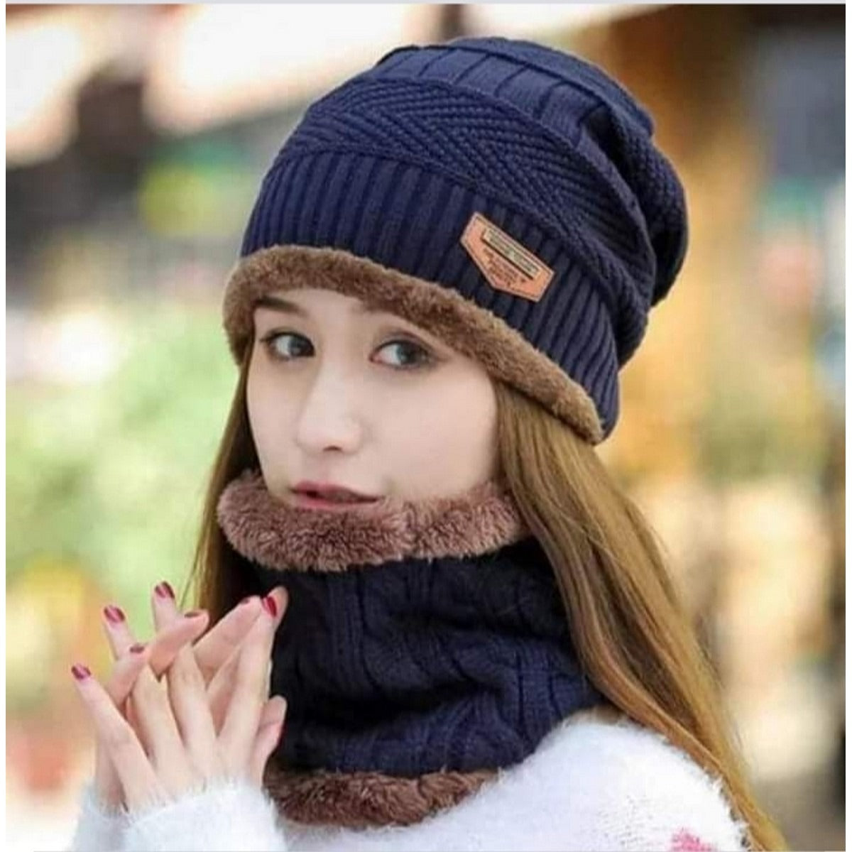 Beanie Wool Cap With Neck Warmer