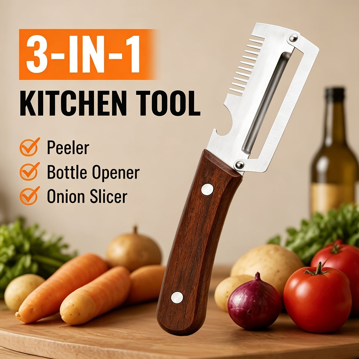 3 In 1 Peeler Knife Stainless Steel - Kitchen Tool Designed For Food Preparation And Daily Cooking Routine