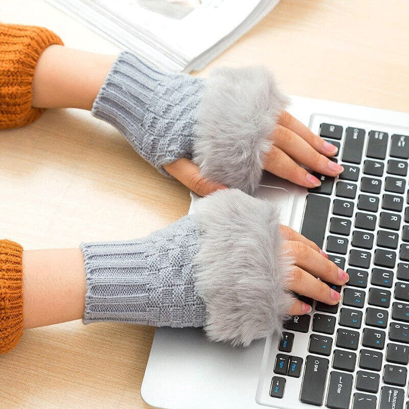 2 Pcs Wool Textured Fingerless Gloves